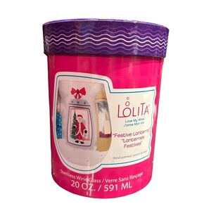 NEW Lolita Festive Lanterns Hand-Painted Artisan Stemless Wine Glass 20oz